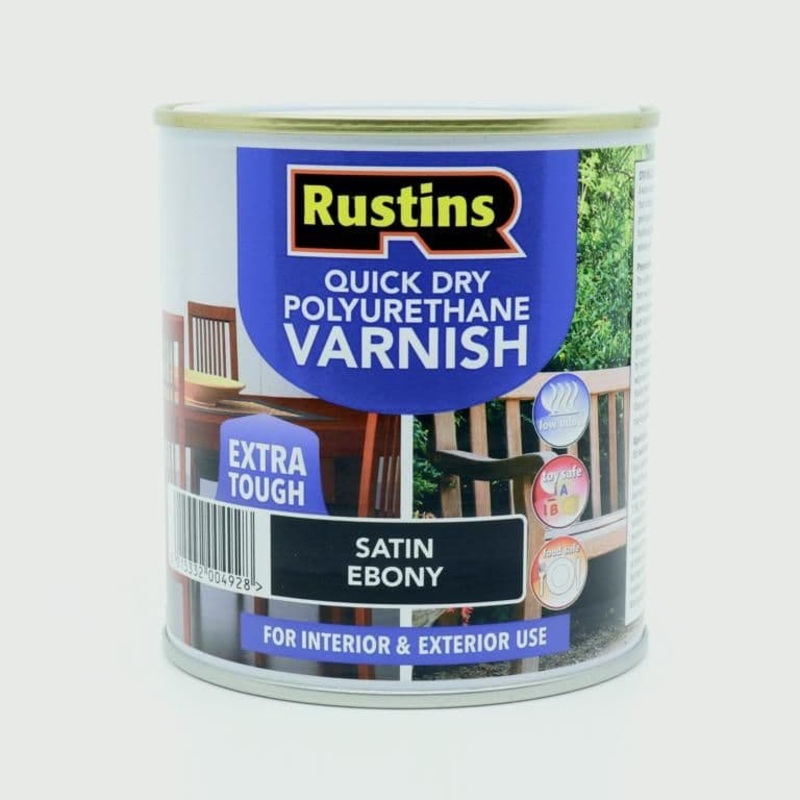 Rustins Quick Dry Poly Varnish Satin Ebony – 500ml