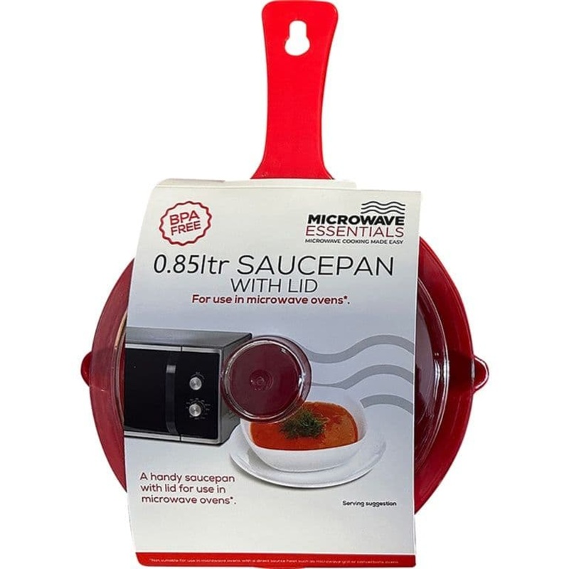 Microwave Essentials Large Red Saucepan & Lid – 0.85L
