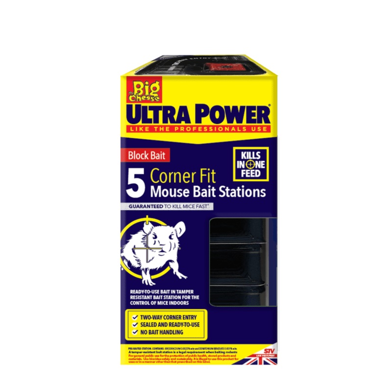 Ultra Power Corner Fit Mouse Bait Station – Pack 5
