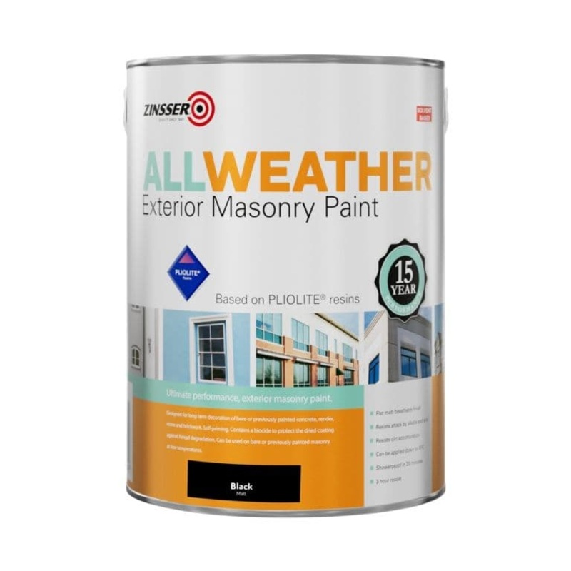 Zinsser All Weather Masonry Paint Black – 5L
