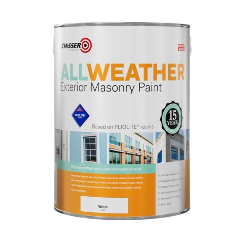 Zinsser All Weather Masonry Paint White – 5L
