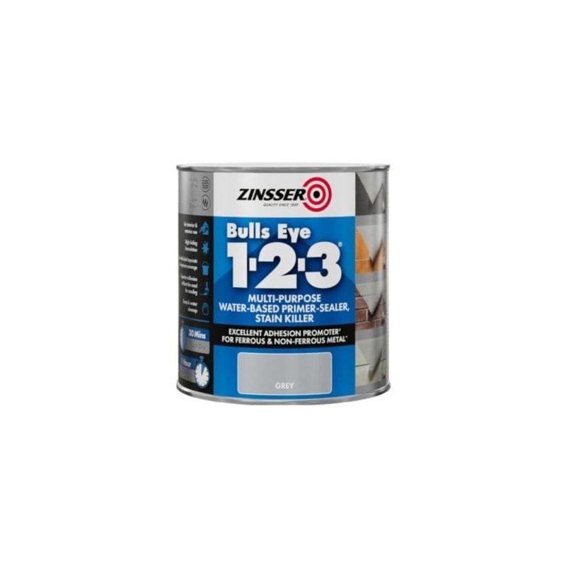 Zinsser Bullseye 1-2-3 Grey Water Based Primer – 1L