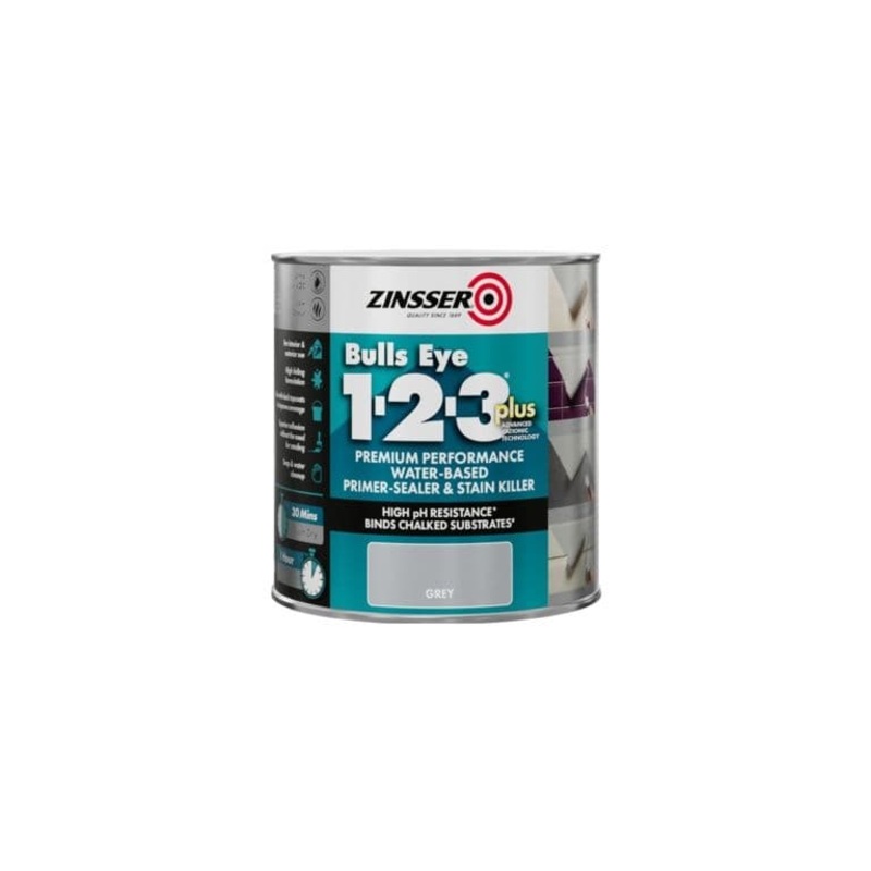 Zinsser Bullseye 1-2-3 Plus Grey Primer – 1L