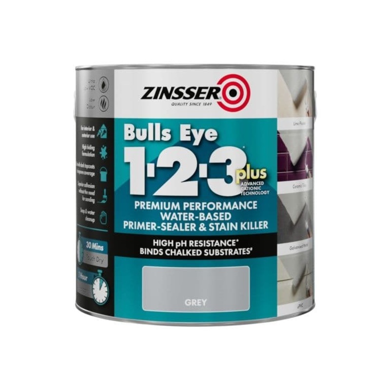 Zinsser Bullseye 1-2-3 Plus Gry Primer – 2.5L