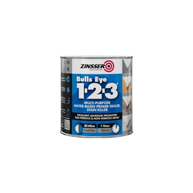 Zinsser Bullseye 1-2-3 Water Based Primer Stain Killer – 1L