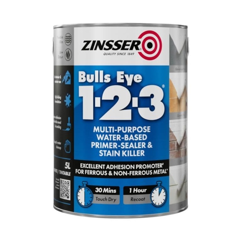 Zinsser Bullseye 1-2-3 Water Based Primer Stain Killer – 5L