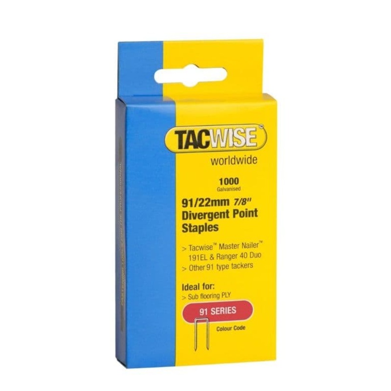 Tacwise Divergent Point Crown Staples 91/22mm – Pack 1000