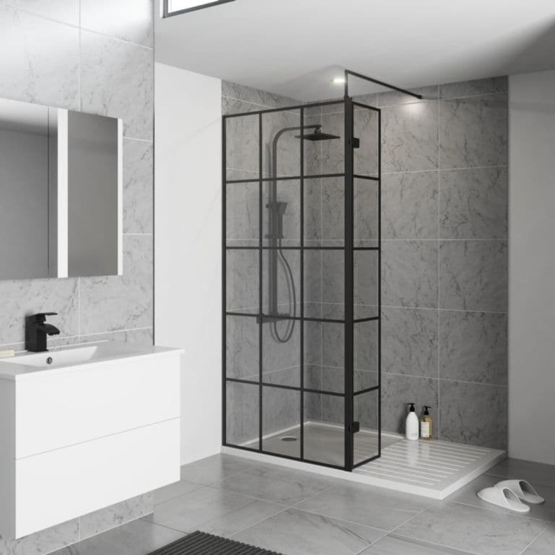 Kartell Krittal Wetroom Return Panel Black – 300mm