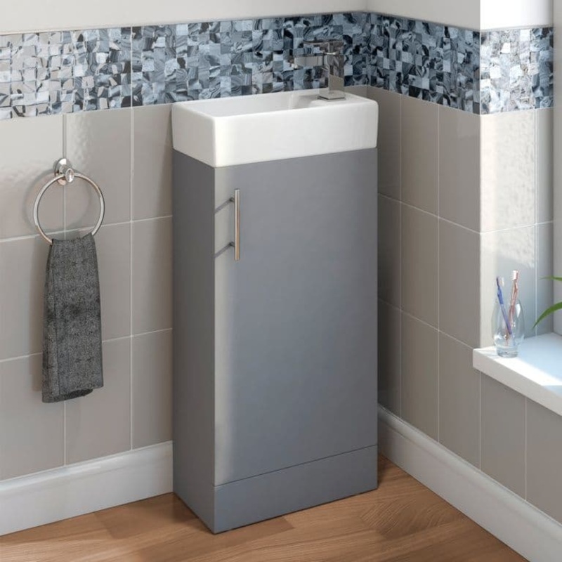 SP Rydal Floor Standing Mini Cabinet & Basin Grey – 400mm