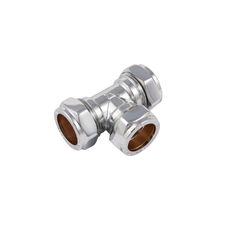 Securplumb Compression Equal Tee Chrome Plated – 15mm