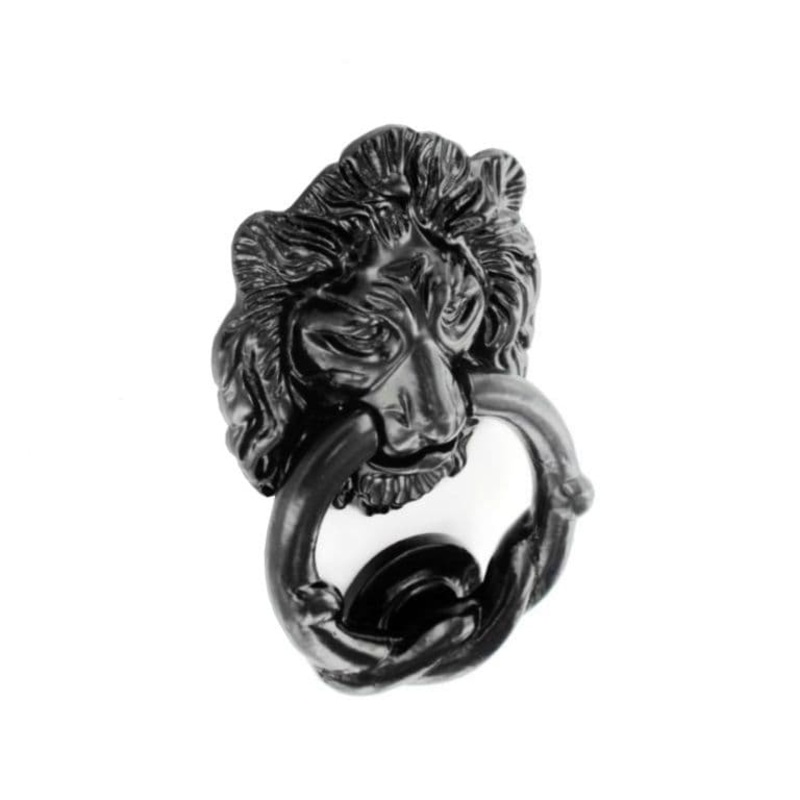 Securit Black antique lion head knocker – 150mm, Pack of 2 – only available by special order