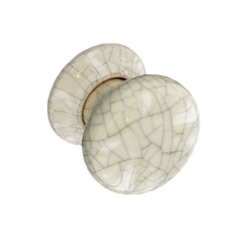 Securit Ceramic Door Knobs Cracked Cream (Pair) – 60mm – Pack of 5