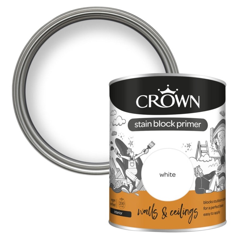Crown Walls & Ceilings Stain Block Primer – 750ml White