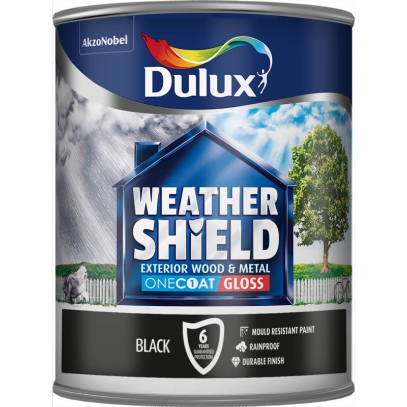 Dulux Weathershield One Coat Gloss 750ml – Black