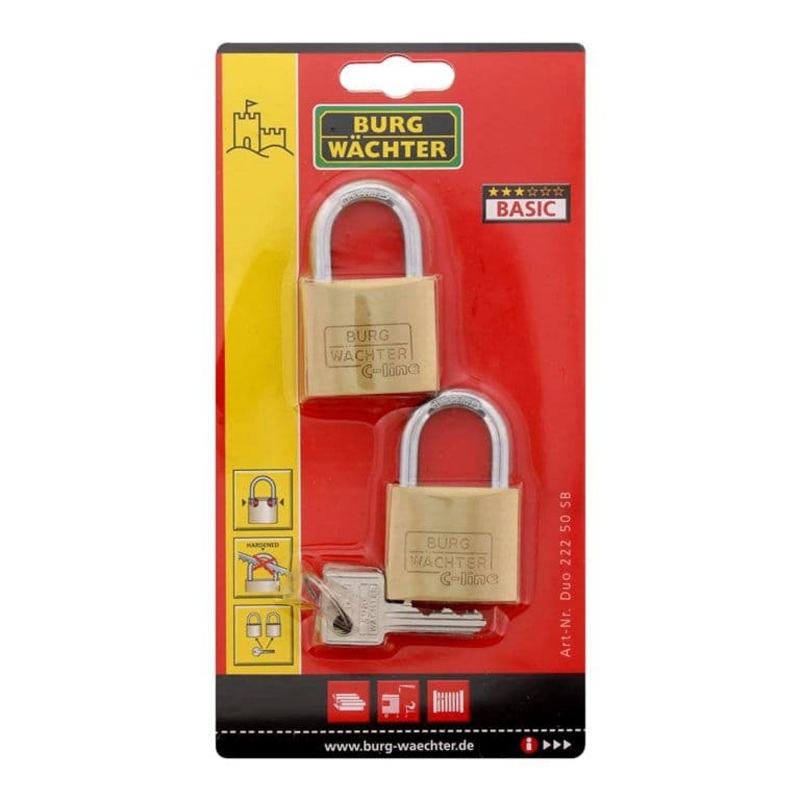Burg-Wchter C Line Standard Shackle Padlock Pack 2 – 50mm