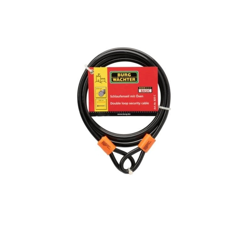 Burg-Wchter Double Loop Steel Cable – 8mm x 2.5m