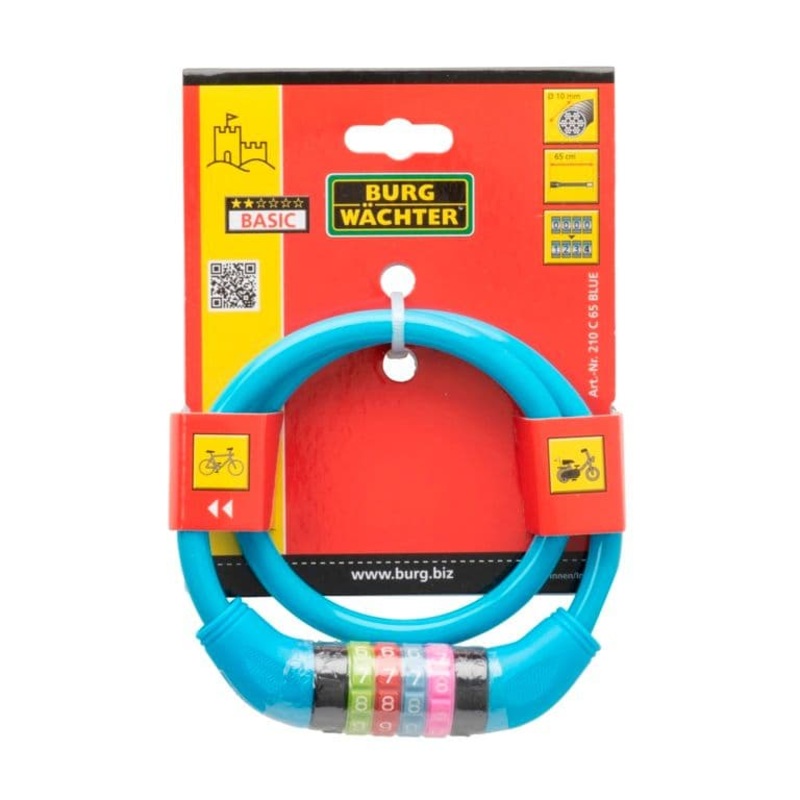 Burg-Wchter Kids Combi Lock Cable Blue – 10×65