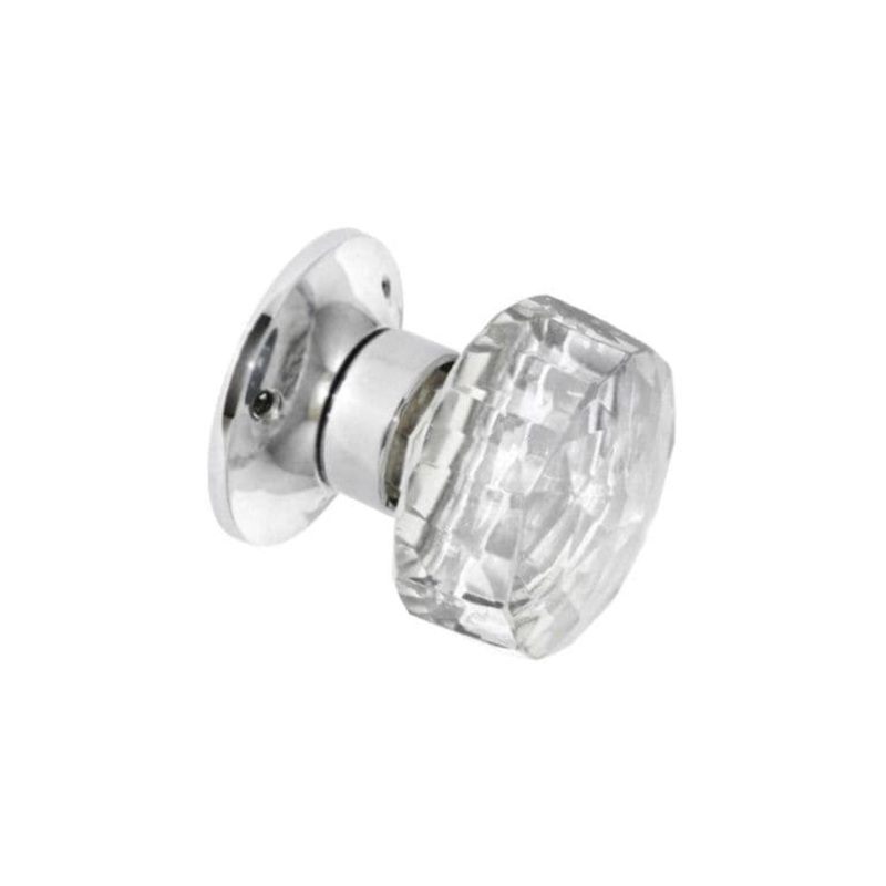 Securit Glass Mortice Knobs Faceted (Pair) – CP 65mm