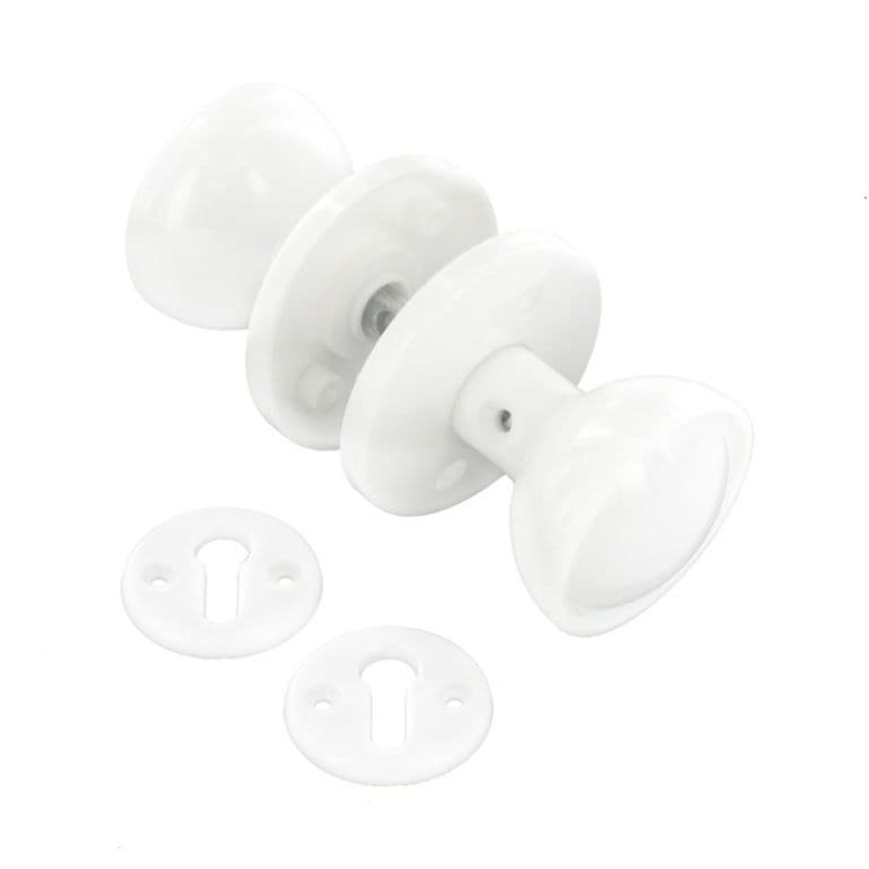 Securit Plastic Mortice Knob Set White – 60mm