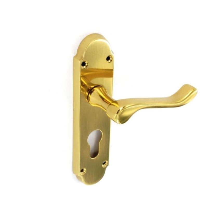 Securit Richmond Brass Euro Lock Handles (Pair) – 170mm