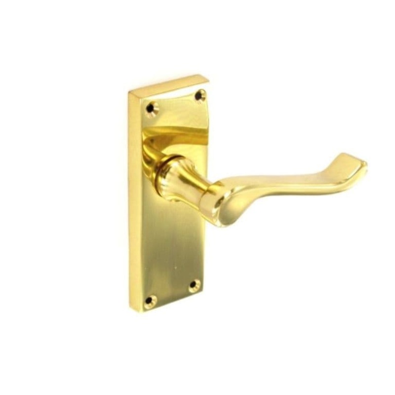 Securit Scroll Brass Latch Handles (Pair) – 120mm