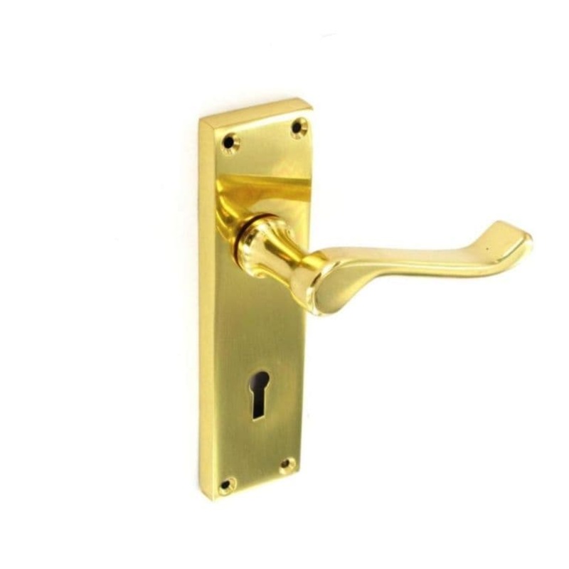 Securit Scroll Brass Lock Handles (Pair) – 155mm