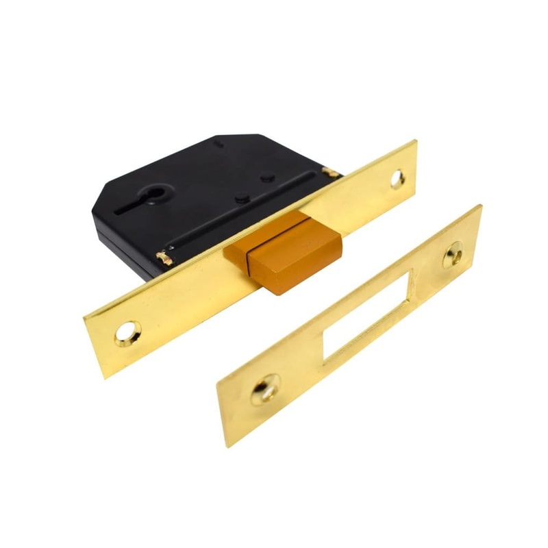 Yale Essentials 3 Lever Deadlock – Brass 64mm