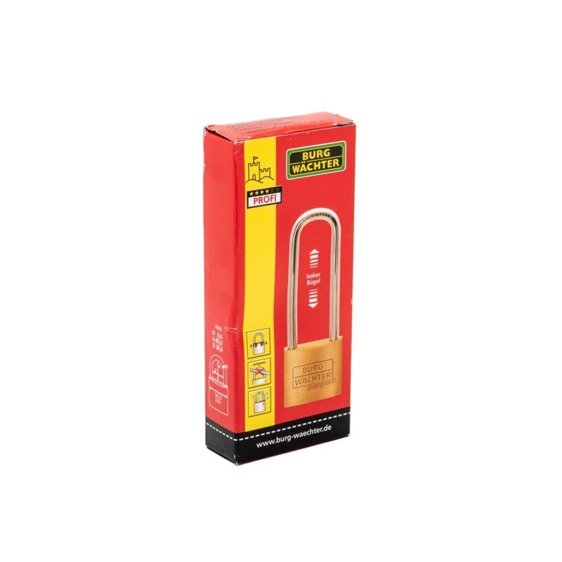 Burg-Wchter Mid Security Brass Padlock – Long Shackle – 50mm