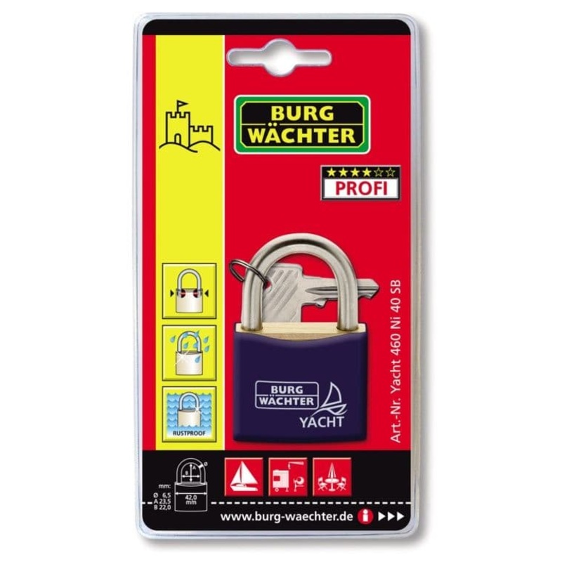 Burg-Wchter Stainless Steel Shackle Yacht Padlock – 40mm