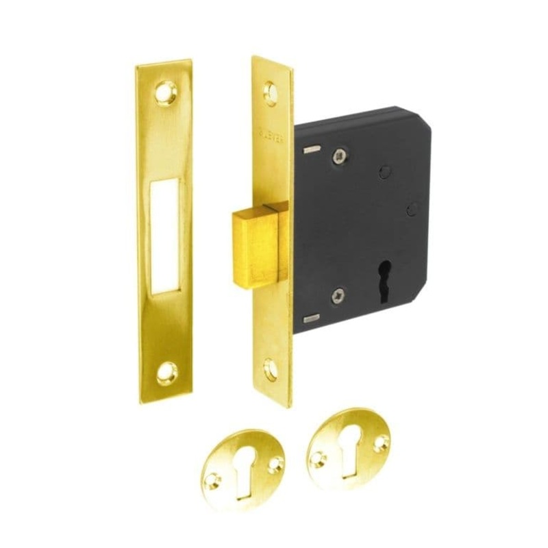 Securit 3 Lever Deadlock – 75mm Brass Plated