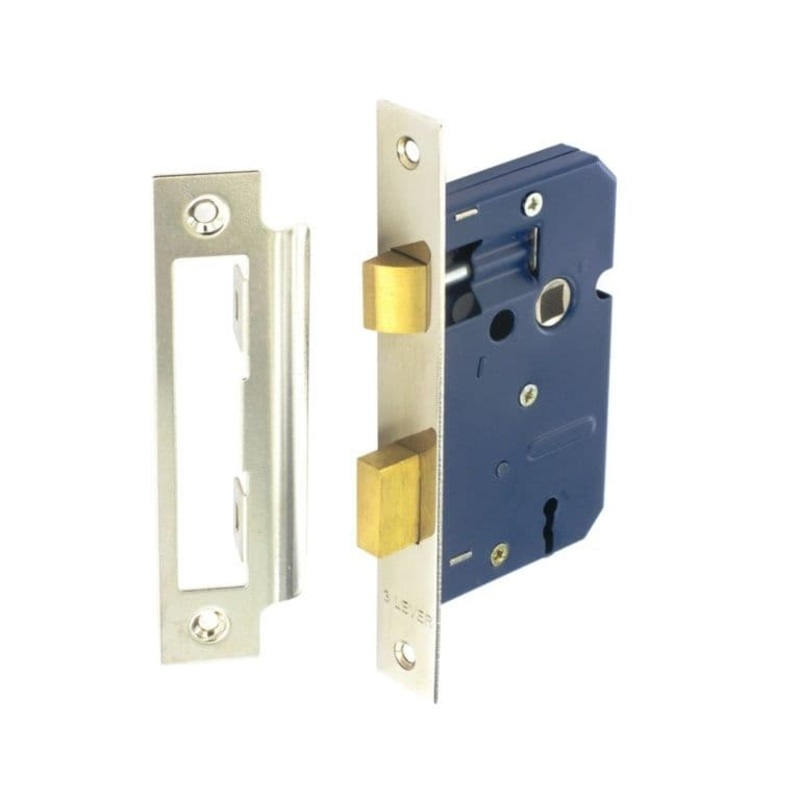 Securit 3 Lever Sash Lock Nickel Plated with 4 Keys – 63mm