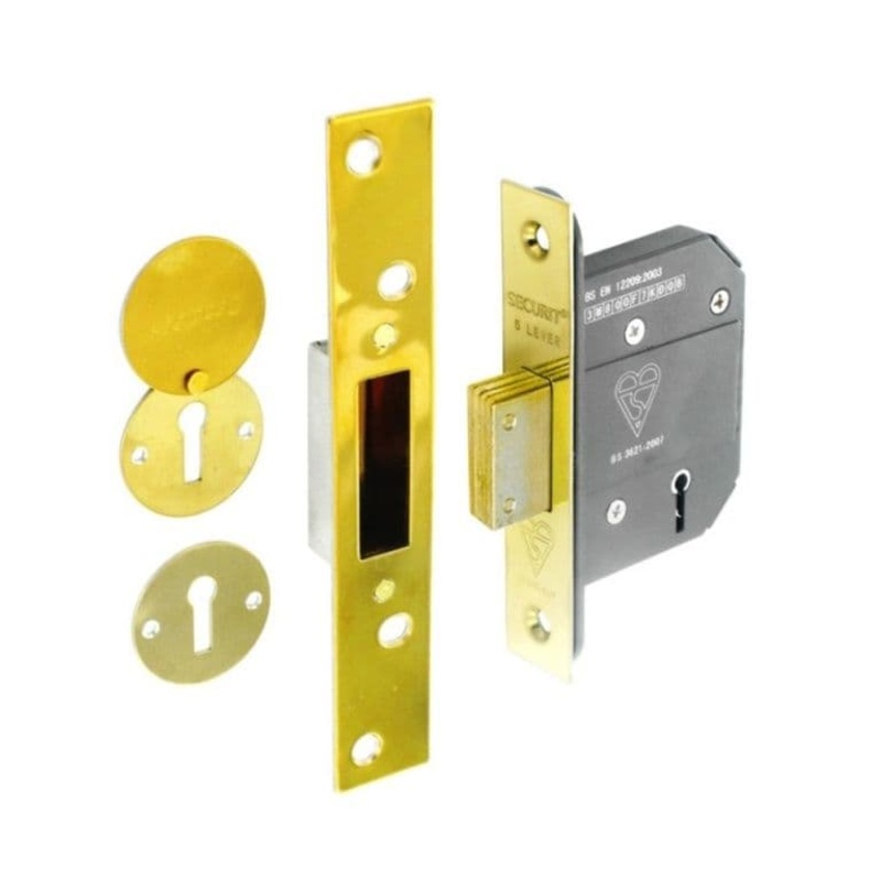 Securit 5 Lever Deadlock BS3621 Brass – 63mm