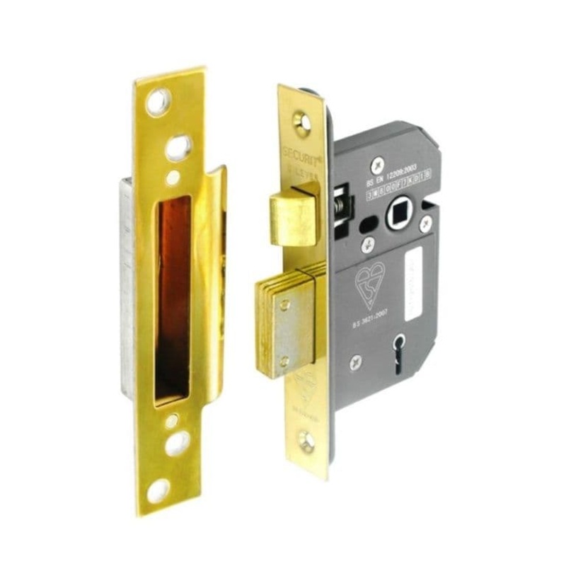 Securit 5 Lever Sashlock BS3621 – 75mm Brass Plated