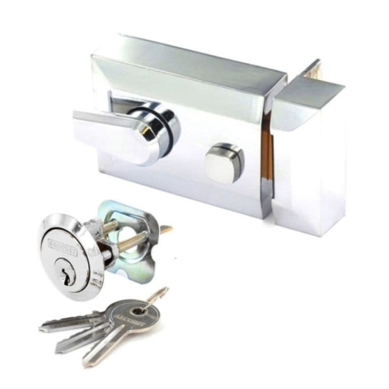 Securit Polished Chrome Double Locking Nightlatch – Narrow