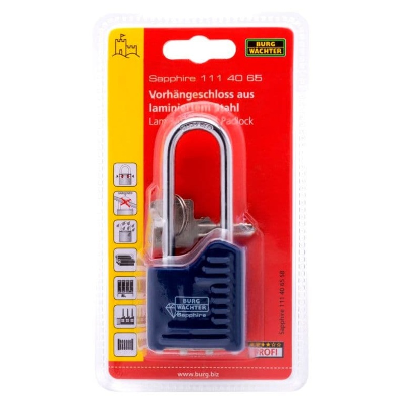 Burg-Wchter Laminated Steel Long Shackle Padlock – 40mm