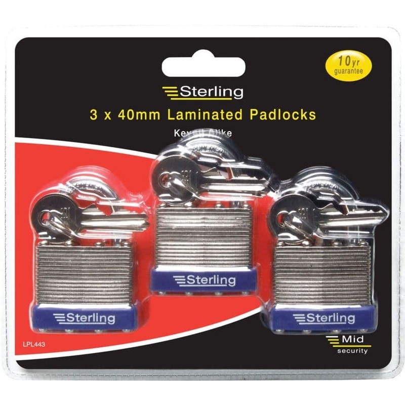 Burg-Wchter Mid Security Laminated Padlock – Multi-Pack Keyed Alike – 3 x 40mm
