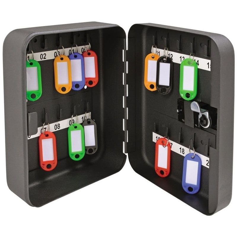 Sterling 20 Hook Combination Key Cabinet – Black