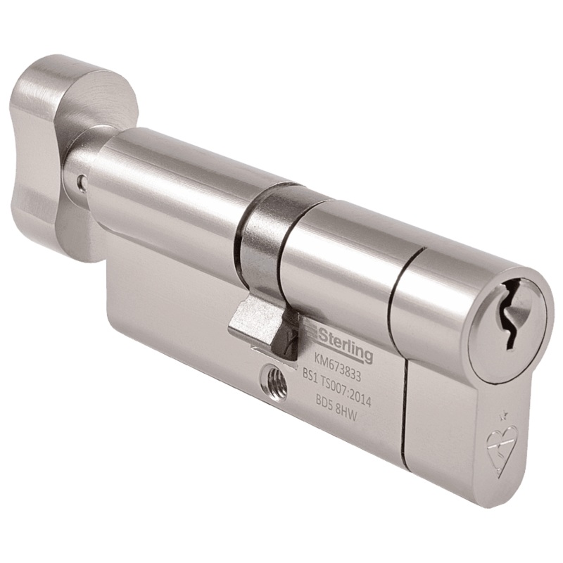 Sterling British Standard 1* Euro Cylinder Satin Nickel Thumbturn – 35 x 35mm