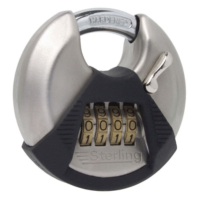 Sterling High Security 4-Dial Combination Lock, Closed Shackle Disc Padlock – 70mm