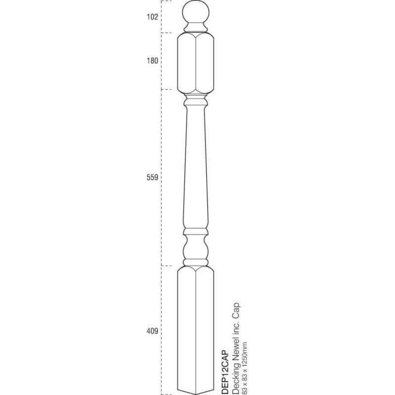 Cheshire Mouldings Decking Turned Newel Post – 2.4m
