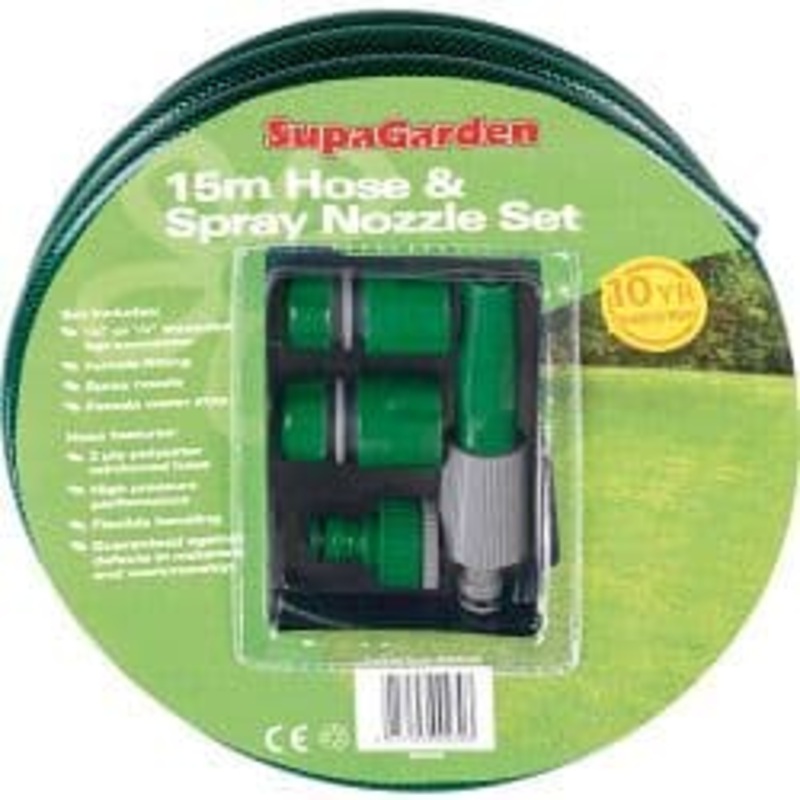 SupaGarden Hose & Spray Nozzle Set – 15m