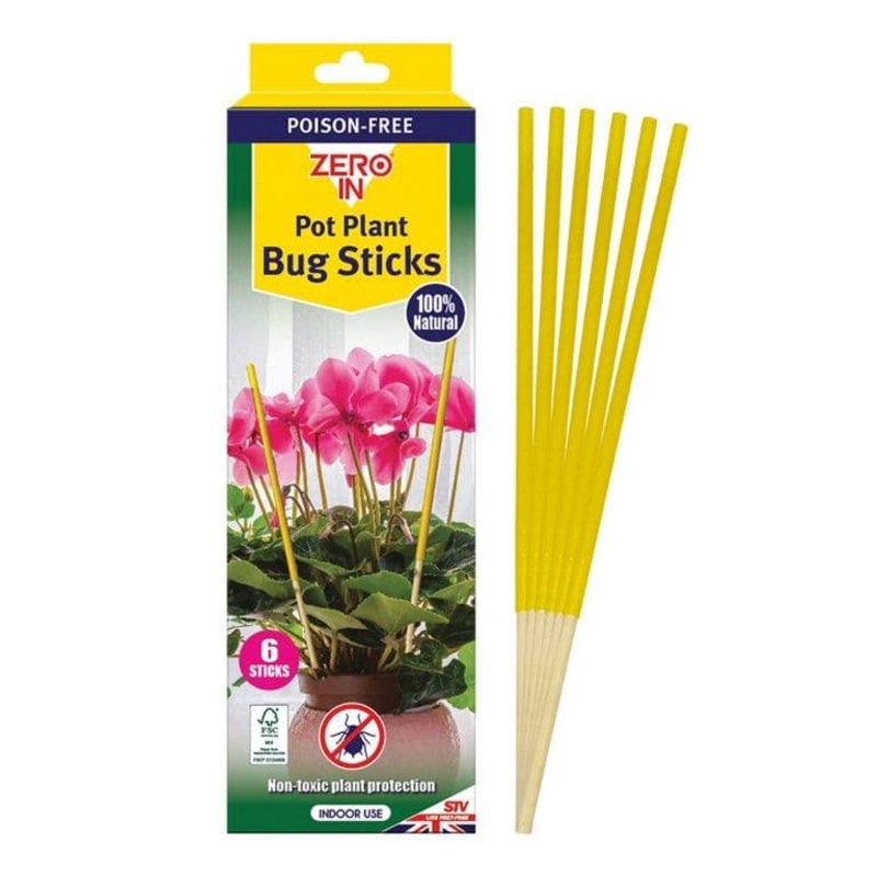 Zero In Pot Plant Insect Sticks – 6 Pack