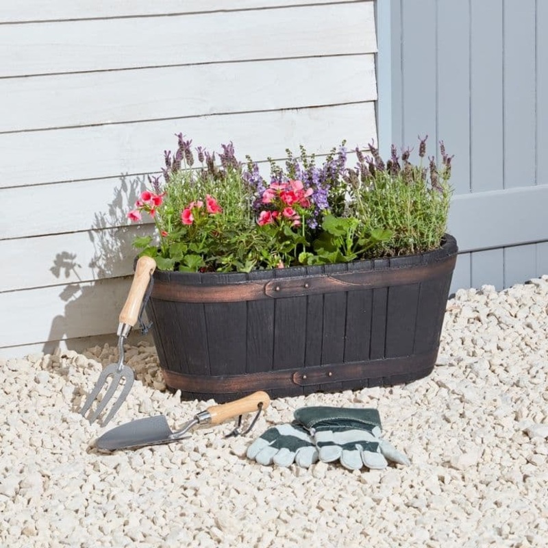 Sankey Oak Barrel Trough Effect – 60.5cm L x 34cm W x 25cm H