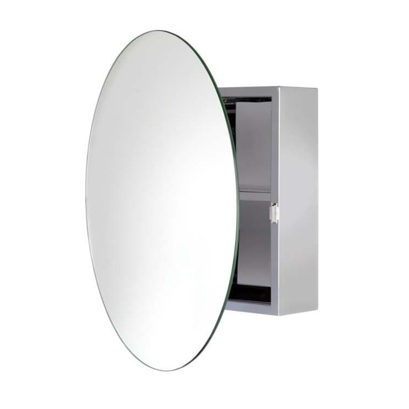 Anton Severn Stainless Steel Circular Mirror Cabinet
