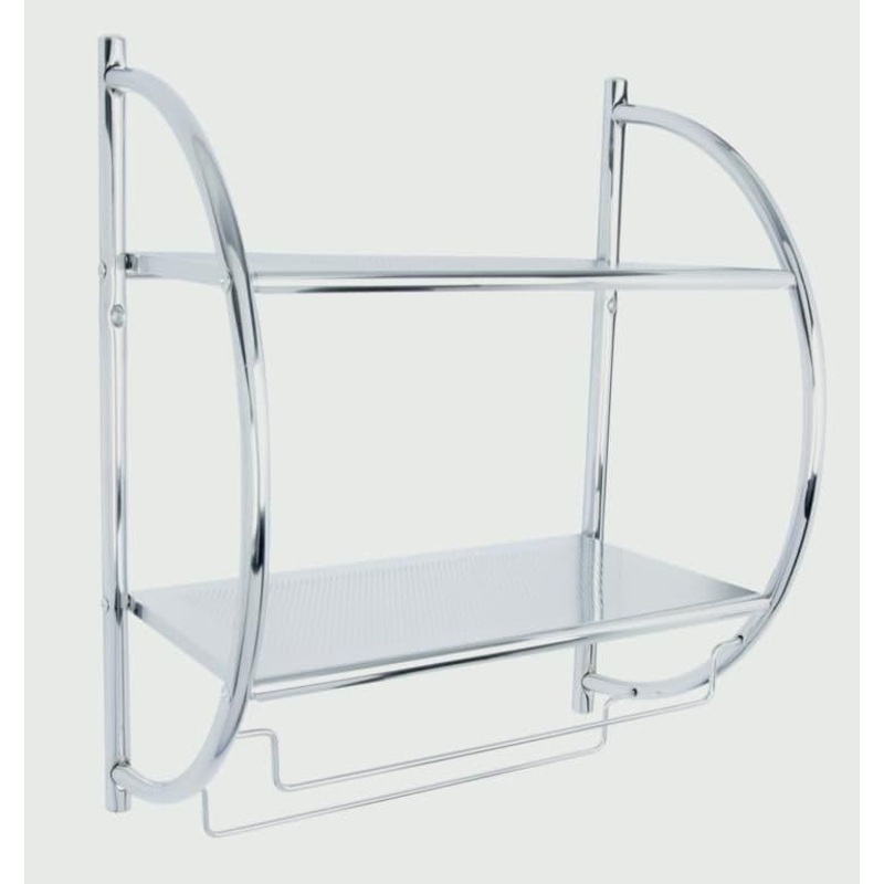 Croydex Wall Mounted Curved Shelf/Towel Rack – Mild Steel/Chrome finish