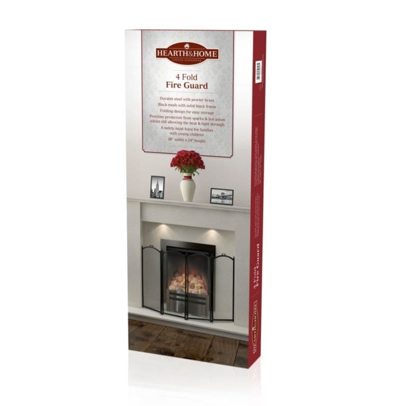 Hearth & Home Folding Fire Guard Black – 4 Sections