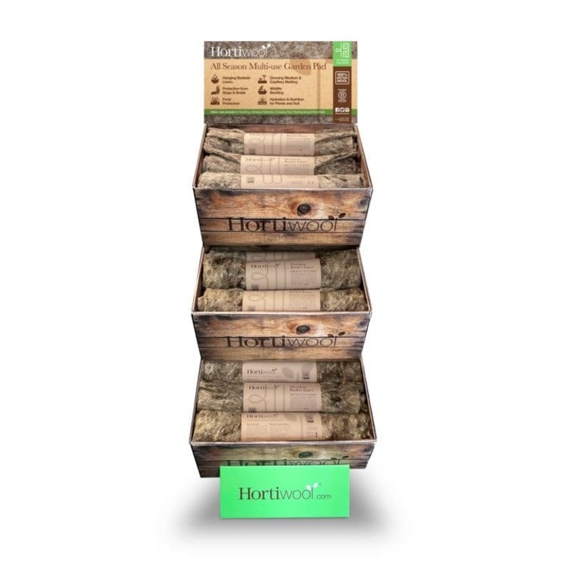 Hortiwool Wool Hanging Basket Liners Display Unit