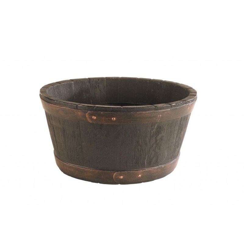 Sankey Round Oak Barrel Planter – 49cm