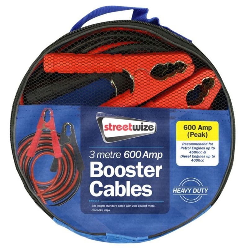 Streetwize Booster Cable 600 Amp To 4000cc – 20gm 3m Cable