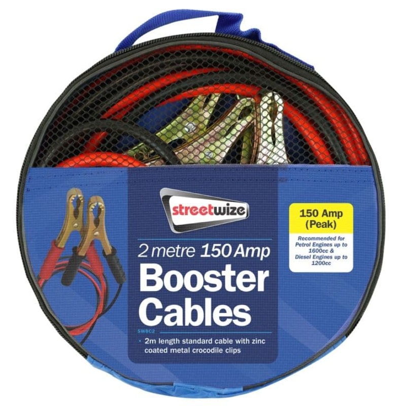 Streetwize Booster Cable with Metal Crocodile Clips – 2m/150 Amp